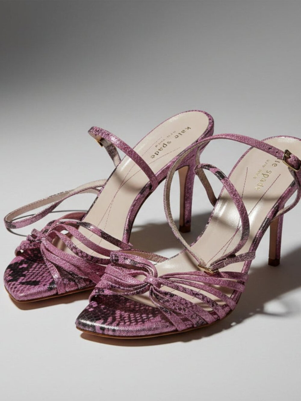Kate Spade pink metallic lizard sandal, size 8.5